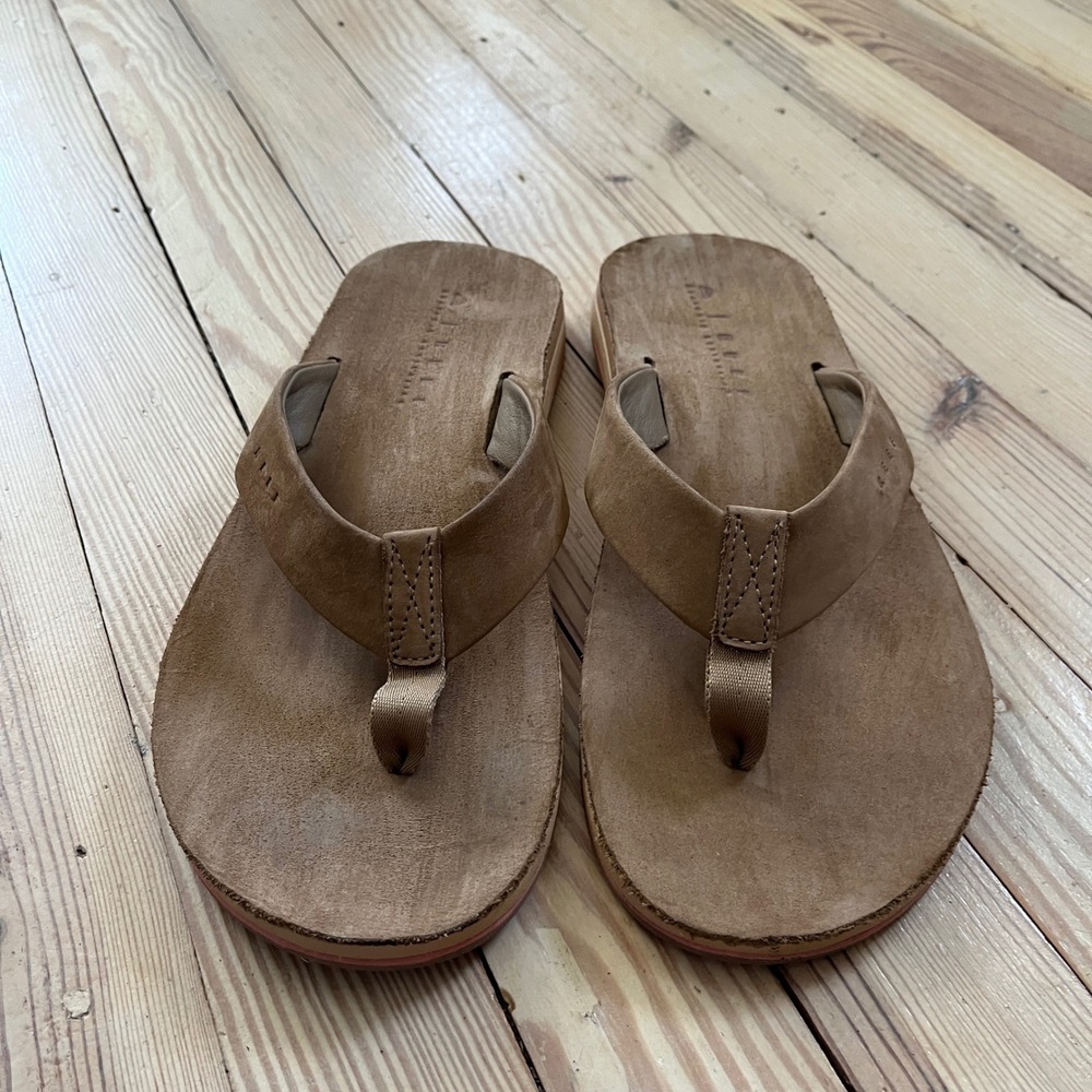 Reef Ojai Classic Flip Flops Womens Size 10 Tan Brown Leather Thong Sandals - Picture 2 of 9
